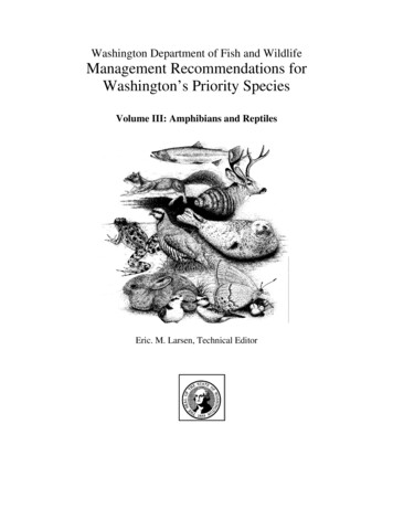 WDFW Management Recommendations For Washington's Priority Species
