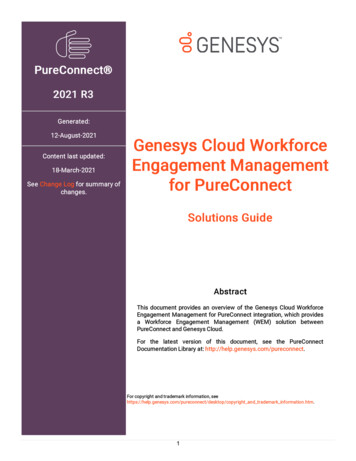 Genesys Cloud Workforce Engagement Management For PureConnect Solutions .
