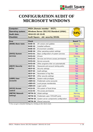 Configuration Audit Of Microsoft Windows