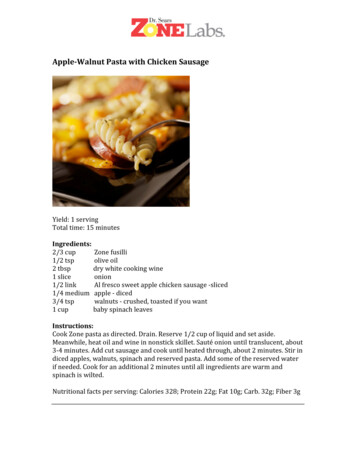 Apple-Walnut Pasta With Chicken Sausage - Zone Diet