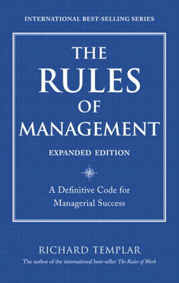 The Rules Of Management: A Definitive Code For Managerial .