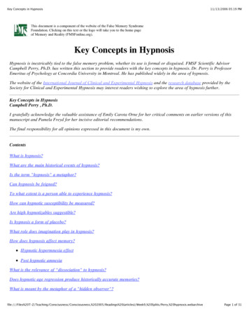 Key Concepts In Hypnosis - Rutgers University