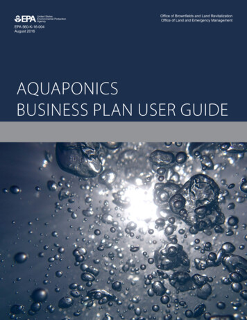 Aquaponics Business Plan User Guide - EPA