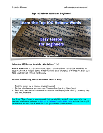 Top 100 Hebrew Words For Beginners. - LinguaJunkie 