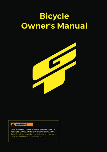 Owner‘s Manual - GT Bicycles
