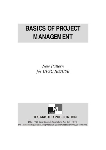 BASICS OF PROJECT MANAGEMENT - IES Master Publications