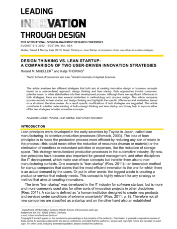 DESIGN THINKING VS. LEAN STARTUP: A COMPARISON OF TWO 