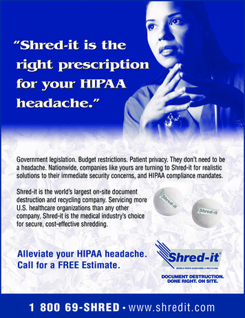 “Shred-it Is The Right Prescription For Your HIPAA Headache.”