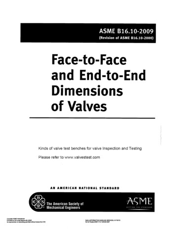 Face-to-Face And End-to-End Dimensions Of Valves