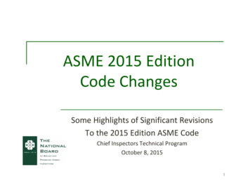 ASME 2015 Edition Code Changes - National Board