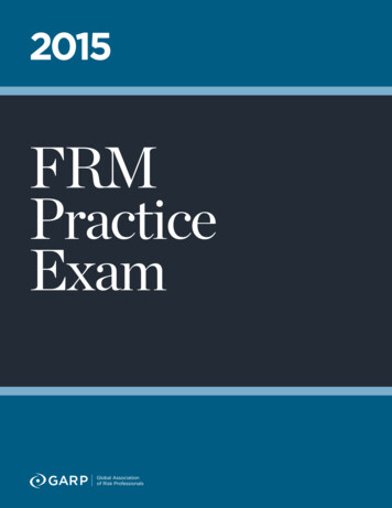 FRM Practice Exam - Tonytheactuary.weebly 