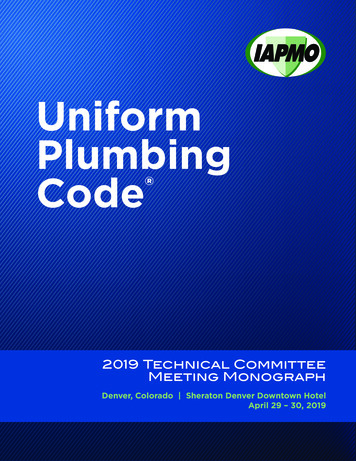 Uniform Plumbing Code - IAPMO