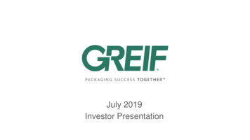 July 2019 Investor Presentation