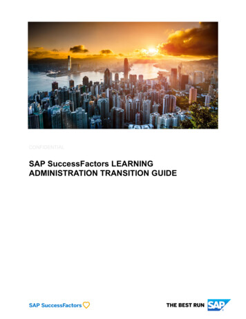 SAP SuccessFactors LEARNING ADMINISTRATION TRANSITION 