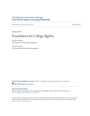 Foundations For College Algebra