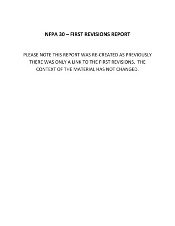NFPA 30 FIRST REVISIONS REPORT