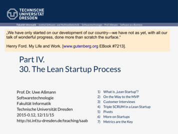Part IV. 30. The Lean Startup Process - TU Dresden