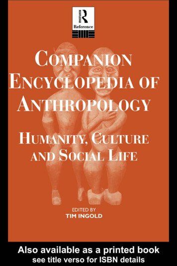 Companion Encyclopedia Of Anthropology (Routledge Reference)