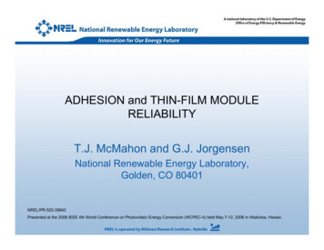 Adhesion And Thin-Film Module Reliability (Presentation)