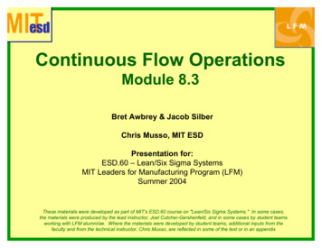 Continuous Flow Operations - MIT OpenCourseWare