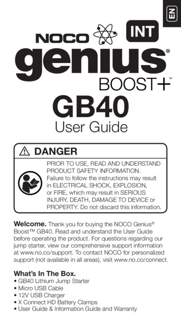 NOCO Genius Boost GB40 Lithium Jump Starter User Guide