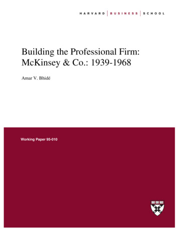 Building The Professional Firm: McKinsey & Co.: 1939-1968