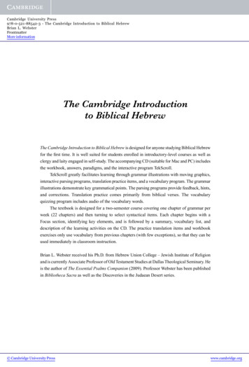 The Cambridge Introduction To Biblical Hebrew