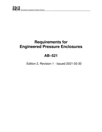 AB-521 Requirements For Engineered Pressure Enclosures .