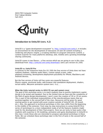 Introduction To Unity3D (vers. 4.2) - Purdue University