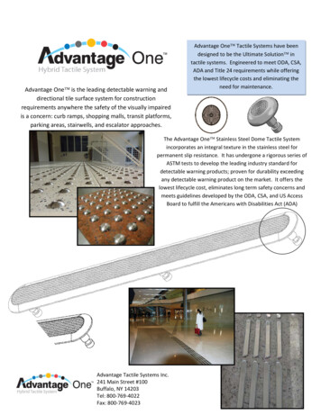 Advantage One Tactile Systems Have Been