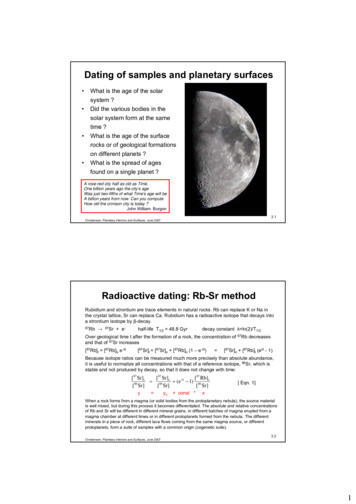 Dating Of Samples And Planetary Surfaces