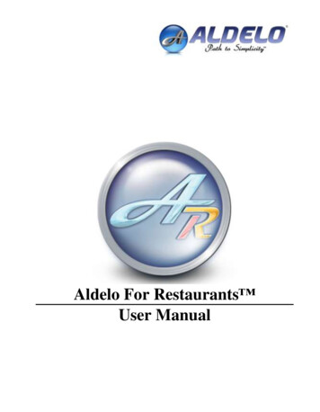 Aldelo For Restaurants User Manual - Sunrisetechnical 