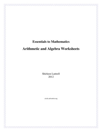 Arithmetic And Algebra Worksheets
