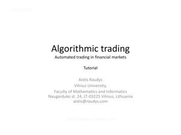 Algorithmic Trading Automated Trading In Financial Markets