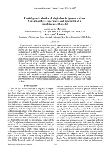Crystal-growth Kinetics Of Plagioclase In Igneous Systems .