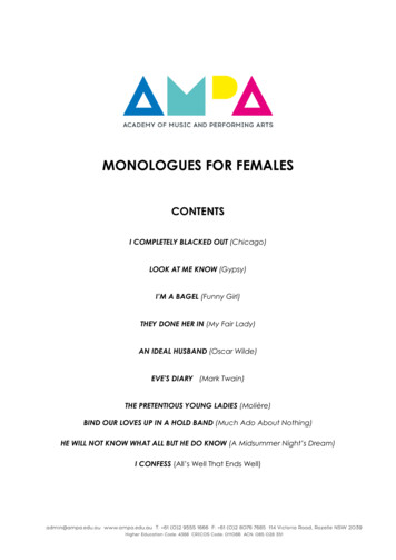 MONOLOGUES FOR FEMALES - AMPA