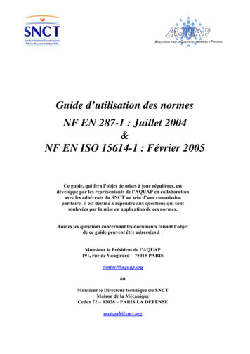 Guide D’utilisation Des Normes NF EN 287-1 : Juillet 2004 .