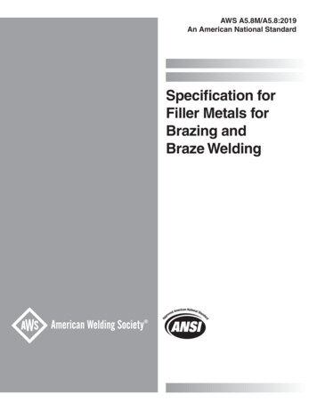 Specification For Filler Metals For . - AWS Bookstore