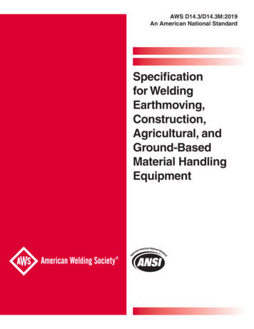 Specification For Welding Earthmoving . - AWS Bookstore
