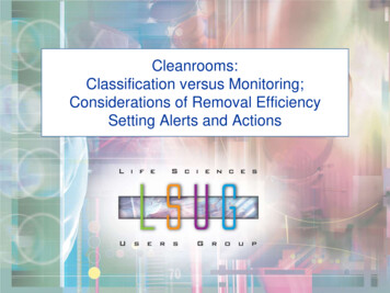 Cleanrooms: Classification Versus Monitoring .