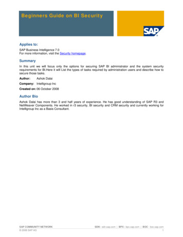 Beginners Guide On BI Security - SAP