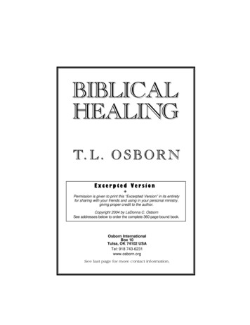 BIBLICAL HEALING - Osborn