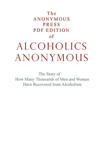 PDF EDITION Of ALCOHOLICS ANONYMOUS