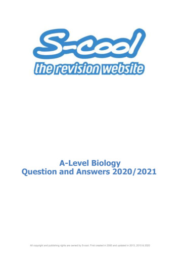 A-Level Biology Question And Answers 2020/2021