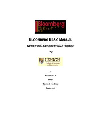 INTRODUCTION TO BLOOMBERG S MAIN FUNCTIONS