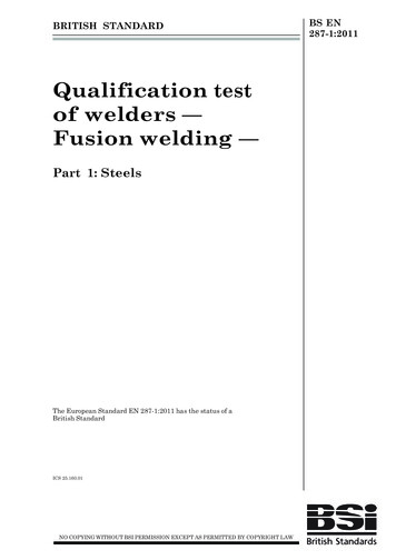 Qualification Test Of Welders Fusion Welding