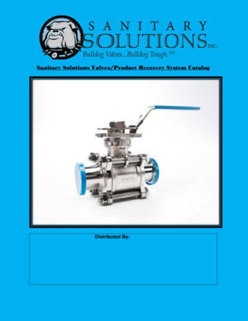 Sanitary Solutions Valves/Product Recovery System Catalog