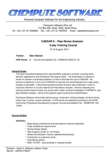 CAESAR II Pipe Stress Analysis 5-day Training Course