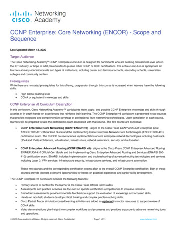 CCNP Enterprise: Core Networking (ENCOR) - Scope And Sequence