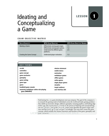 Ideating And LESSON 1 Conceptualizing A Game